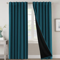 H.VERSAILTEX 100% Blackout Curtains for Bedroom with Black Liner Full Room Darkening Curtains 84 Inch Long Thermal Insulated Back Tab/Rod Pocket Window Drapes for Living Room, 2 Panels, Natural Sand