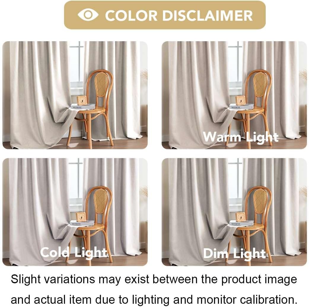 H.VERSAILTEX 100% Blackout Curtains Back Tab Full Light Blocking Curtain Draperies with Gray Coating Thermal Insulated Window Treatment Set of 2 Panels, 52" W x 84" L, Natural