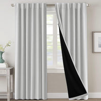 H.VERSAILTEX 100% Blackout Curtains for Bedroom with Black Liner Full Room Darkening Curtains 84 Inch Long Thermal Insulated Back Tab/Rod Pocket Window Drapes for Living Room, 2 Panels, Natural Sand