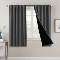 H.VERSAILTEX 100% Blackout Curtains for Bedroom with Black Liner Full Room Darkening Curtains 84 Inch Long Thermal Insulated Back Tab/Rod Pocket Window Drapes for Living Room, 2 Panels, Natural Sand