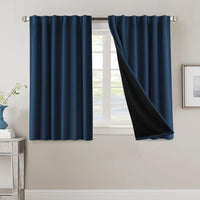H.VERSAILTEX 100% Blackout Curtains for Bedroom with Black Liner Full Room Darkening Curtains 84 Inch Long Thermal Insulated Back Tab/Rod Pocket Window Drapes for Living Room, 2 Panels, Natural Sand