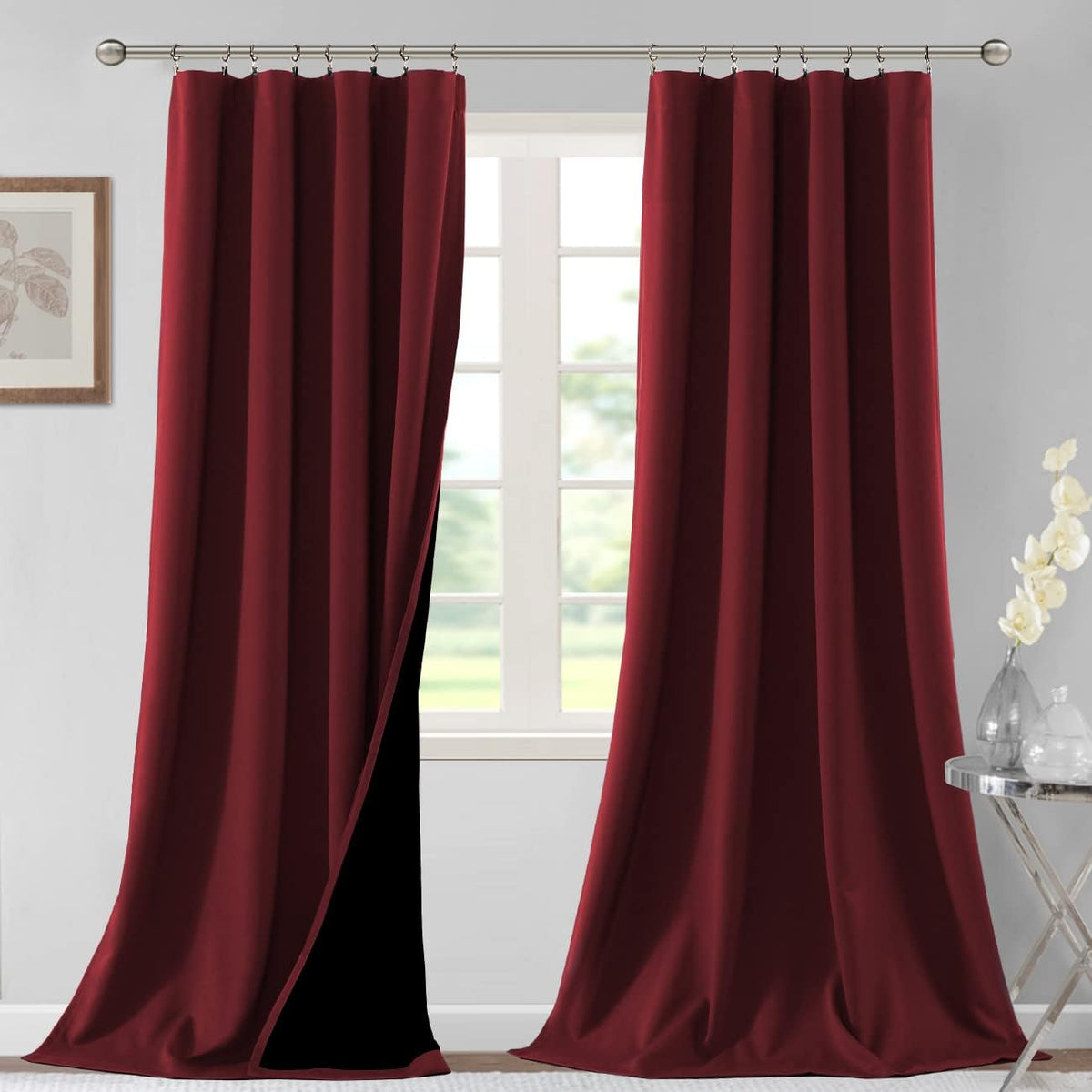 H.VERSAILTEX 100% Blackout Curtains for Bedroom Short Curtains Half Window Curtains for Kitchen, Privacy Energy Saving Curtain Tiers for Bathroom Shades, W 42 x L 36 inch, Pumice Stone, Set of 2