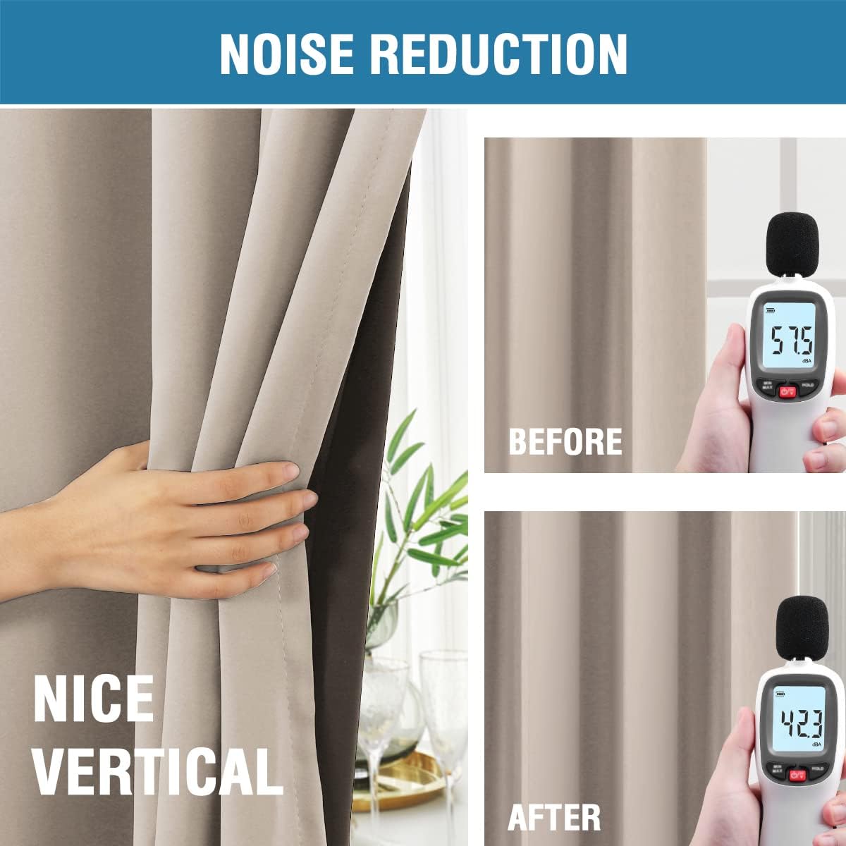 H.VERSAILTEX 100% Blackout Curtains for Bedroom with Black Liner Full Room Darkening Curtains 84 Inch Long Thermal Insulated Back Tab/Rod Pocket Window Drapes for Living Room, 2 Panels, Natural Sand
