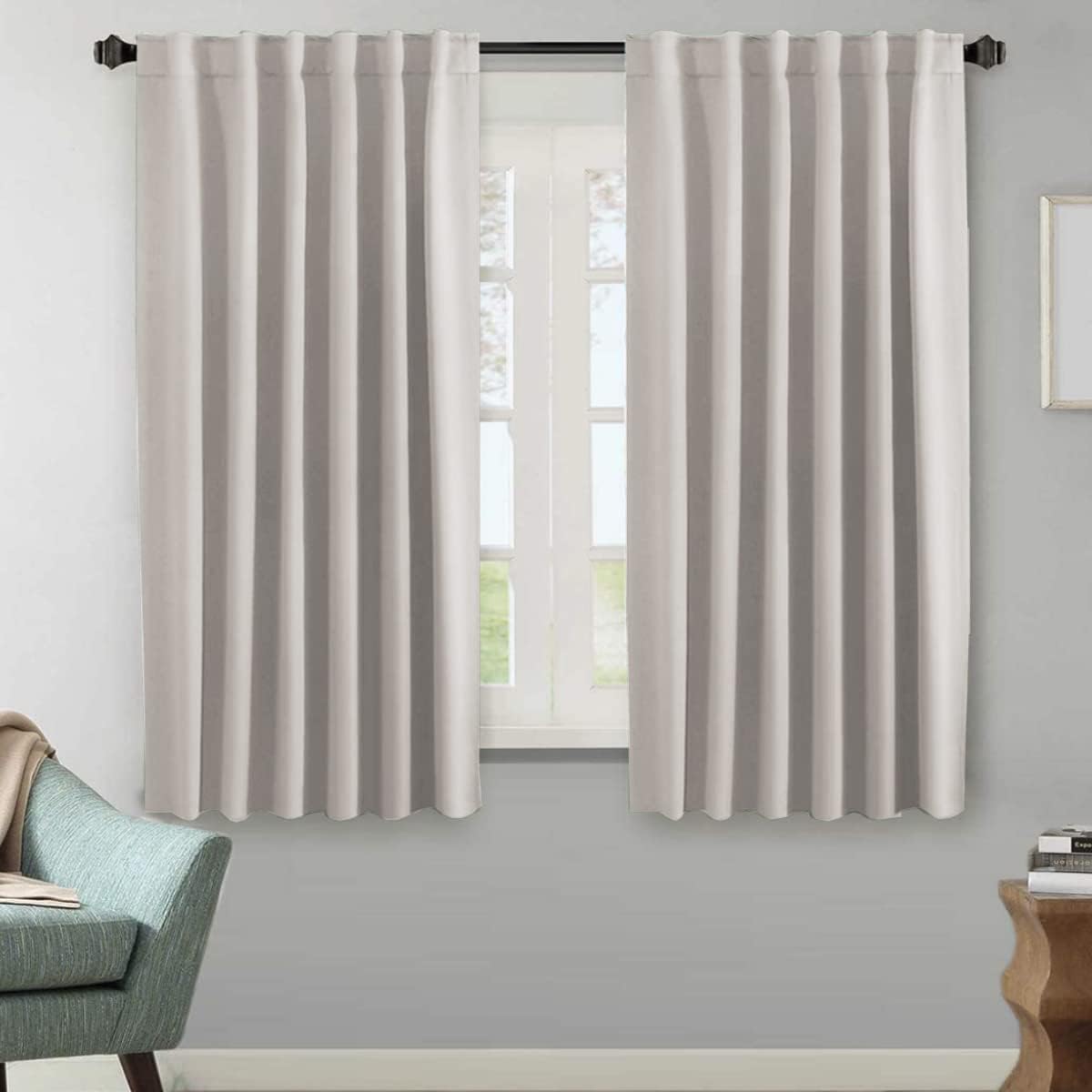 2 pcs H.VERSAILTEX Blackout Curtains Thermal Insulated Window Treatment Panels Room Darkening Blackout Drapes for Living Room Back Tab/Rod Pocket Bedroom Draperies