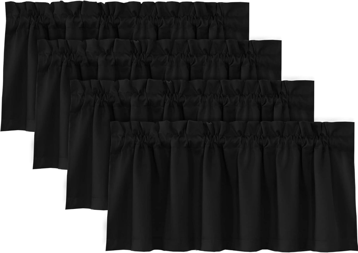 H.VERSAILTEX 100% Blackout Valances for Windows,Kitchen Window Valances Short Grey Window Valance Curtains for Living Room/Bedroom/Bathroom Privacy Decorative Rod Pocket,2 Pack, 52" x 18", Dove Gray