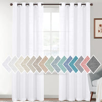 H.VERSAILTEX Linen Sheer Curtains Semi Sheer Light Filtering Window Drapes 2 Panels