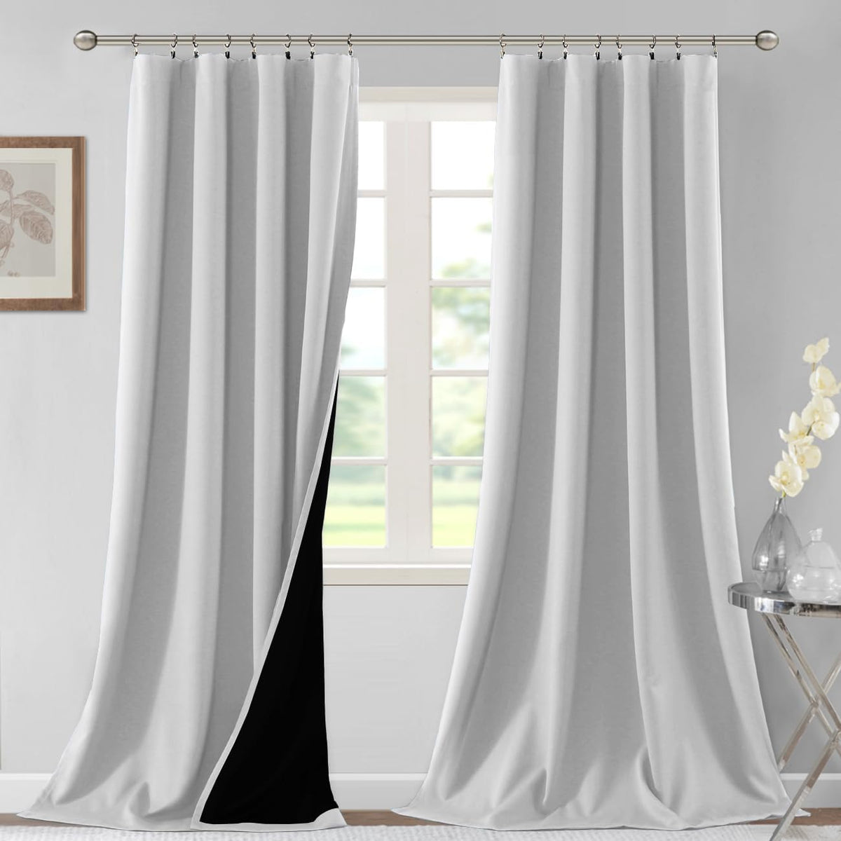 H.VERSAILTEX 100% Blackout Curtains for Bedroom Short Curtains Half Window Curtains for Kitchen, Privacy Energy Saving Curtain Tiers for Bathroom Shades, W 42 x L 36 inch, Pumice Stone, Set of 2