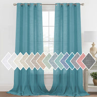 H.VERSAILTEX Linen Sheer Curtains Semi Sheer Light Filtering Window Drapes 2 Panels