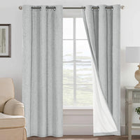 2pcs H.VERSAILTEX Blackout Linen Curtains, 100% Blackout Drapes Textured Blackout Curtains with White Thermal Insulated Liner, Grommet Top Curtains Living Room