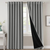H.VERSAILTEX 100% Blackout Curtains for Bedroom with Black Liner Full Room Darkening Curtains 84 Inch Long Thermal Insulated Back Tab/Rod Pocket Window Drapes for Living Room, 2 Panels, Natural Sand
