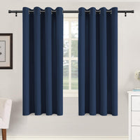 H.VERSAILTEX Grommet Natural Linen Textured Kitchen Curtains 45 inch Length, Thick Faux Linen Room Darkening Window Treatment Set for Farmhouse/Bedroom 52W x 45L,2 Panels,Heather Aqua