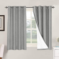 2 pcs  H.VERSAILTEX 100% Blackout Linen Curtains Full Light Blocking Curtains for Bedroom, Textured Window Curtains for Living Room, Energy Efficient Curtains White Liner