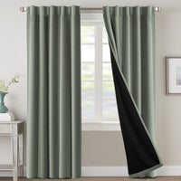 H.VERSAILTEX 100% Blackout Curtains for Bedroom with Black Liner Full Room Darkening Curtains 84 Inch Long Thermal Insulated Back Tab/Rod Pocket Window Drapes for Living Room, 2 Panels, Natural Sand