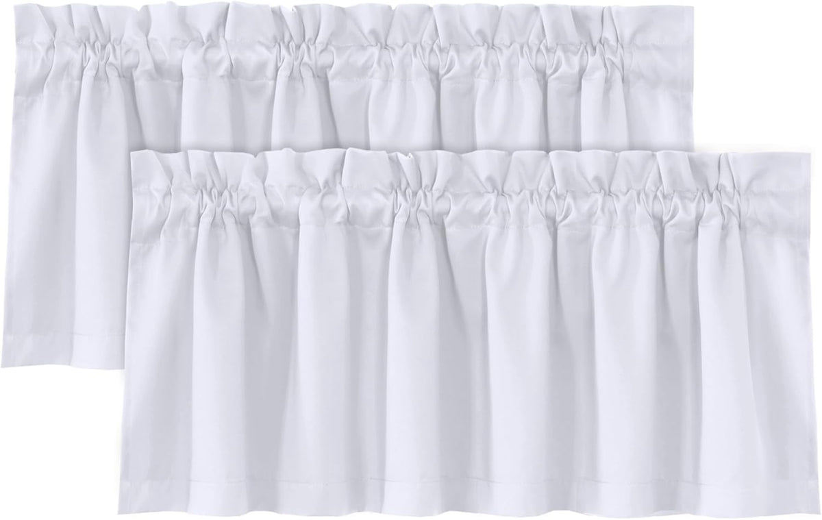 H.VERSAILTEX 100% Blackout Valances for Windows,Kitchen Window Valances Short Grey Window Valance Curtains for Living Room/Bedroom/Bathroom Privacy Decorative Rod Pocket,2 Pack, 52" x 18", Dove Gray