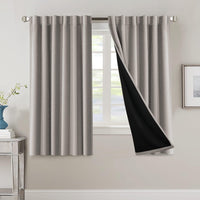 H.VERSAILTEX 100% Blackout Curtains for Bedroom with Black Liner Full Room Darkening Curtains 84 Inch Long Thermal Insulated Back Tab/Rod Pocket Window Drapes for Living Room, 2 Panels, Natural Sand