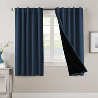 H.VERSAILTEX 100% Blackout Curtains for Bedroom with Black Liner Full Room Darkening Curtains 84 Inch Long Thermal Insulated Back Tab/Rod Pocket Window Drapes for Living Room, 2 Panels, Natural Sand