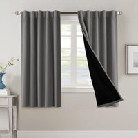 H.VERSAILTEX 100% Blackout Curtains for Bedroom with Black Liner Full Room Darkening Curtains 84 Inch Long Thermal Insulated Back Tab/Rod Pocket Window Drapes for Living Room, 2 Panels, Natural Sand