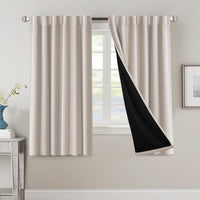 H.VERSAILTEX 100% Blackout Curtains for Bedroom with Black Liner Full Room Darkening Curtains 84 Inch Long Thermal Insulated Back Tab/Rod Pocket Window Drapes for Living Room, 2 Panels, Natural Sand