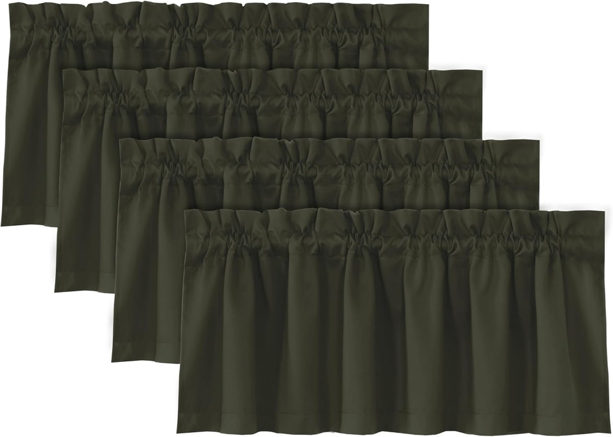 H.VERSAILTEX 100% Blackout Valances for Windows,Kitchen Window Valances Short Grey Window Valance Curtains for Living Room/Bedroom/Bathroom Privacy Decorative Rod Pocket,2 Pack, 52" x 18", Dove Gray