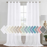 H.VERSAILTEX Linen Sheer Curtains Semi Sheer Light Filtering Window Drapes 2 Panels