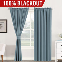 H.VERSAILTEX 100% Blackout Curtains Full Light Blocking Curtain Draperies with Soft White Coating for Bedroom Living Room Thermal Insulated Window Treatment Set of 2 Panels