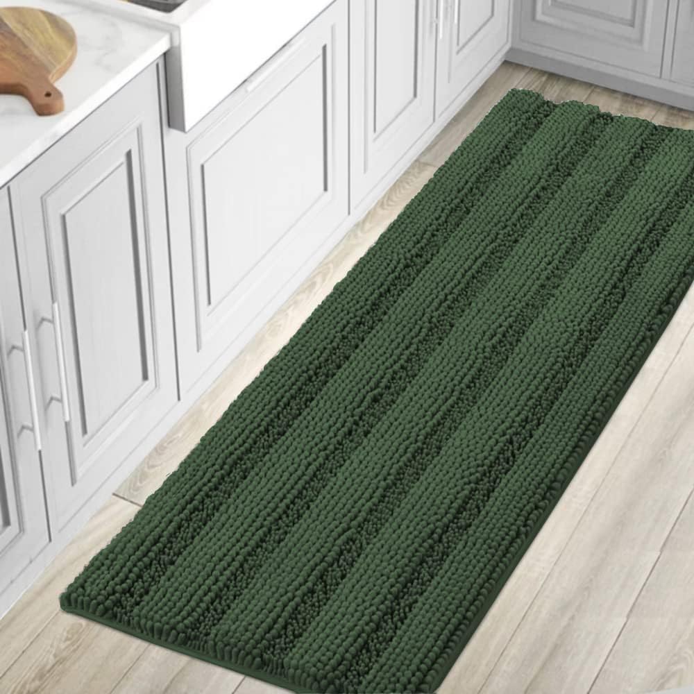 1pc H.VERSAILTEX Bath Rugs for Bathroom Non Slip Bath Mats Extra Thick Chenille Striped Rug 20" x 32" Absorbent Non Skid Fluffy Soft Shaggy Washable Dry Fast Plush Mat for Indoor, Bath Room, Tub