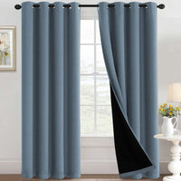 H.VERSAILTEX 100% Black Out Curtains for Bedroom inch Long Blackout Curtains for Living Room, Short Curtains for Windows, Energy Efficiency Curtain Drape Grommet 1 Panel