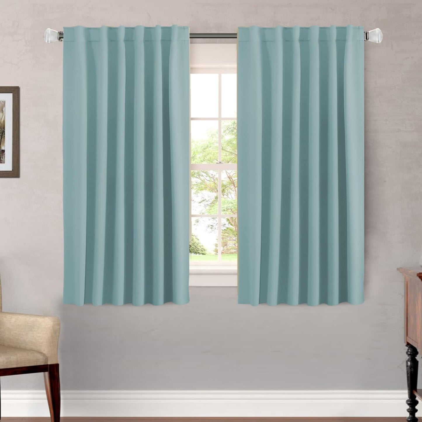 2pcs H.VERSAILTEX Blackout Curtains Thermal Insulated Window Treatment Panels Room Darkening Blackout Drapes for Living Room Back Tab/Rod Pocket Bedroom Draperies