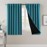 H.VERSAILTEX 100% Blackout Curtains for Bedroom with Black Liner Full Room Darkening Curtains 84 Inch Long Thermal Insulated Back Tab/Rod Pocket Window Drapes for Living Room, 2 Panels, Natural Sand