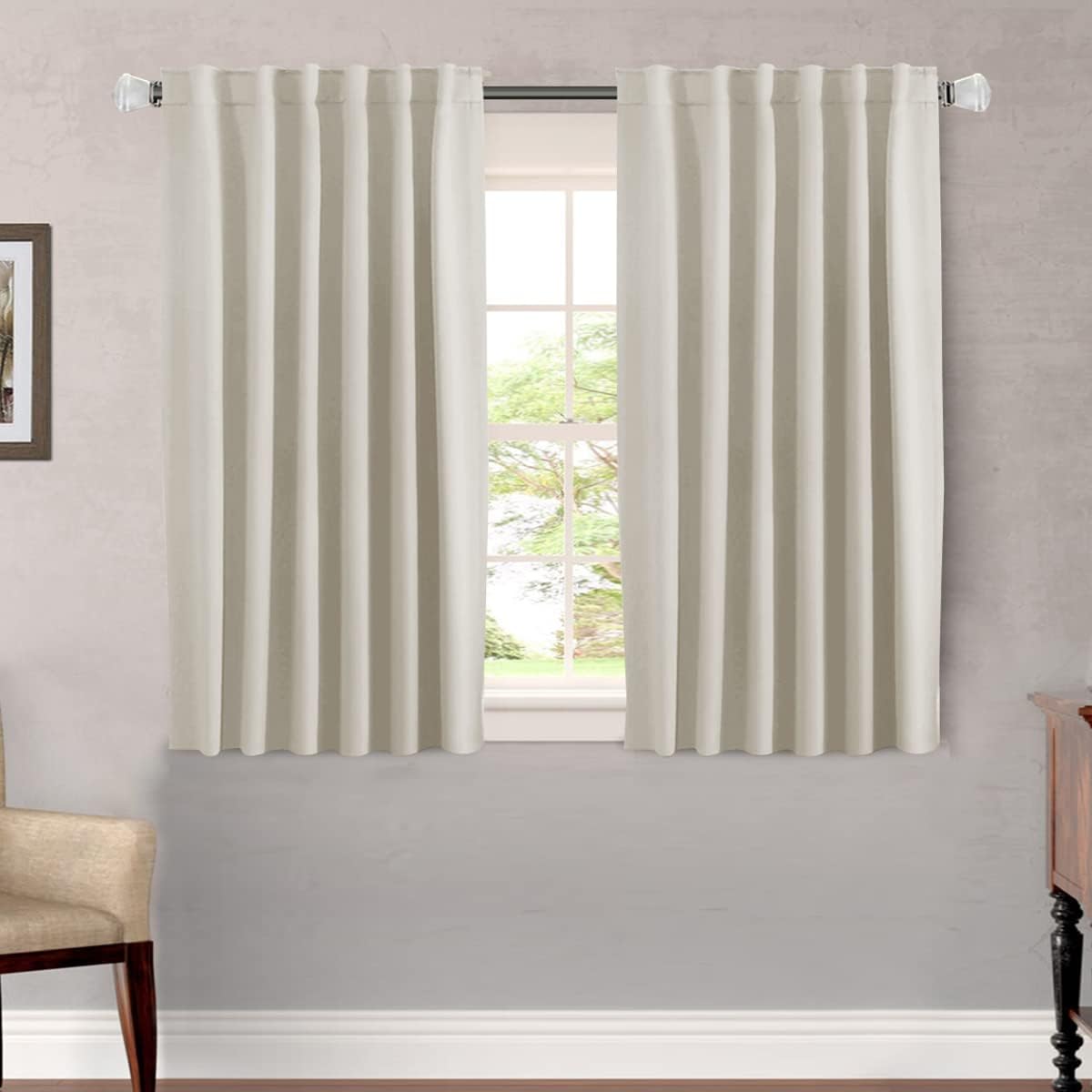 2 pcs H.VERSAILTEX Blackout Curtains Thermal Insulated Window Treatment Panels Room Darkening Blackout Drapes for Living Room Back Tab/Rod Pocket Bedroom Draperies