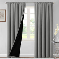 H.VERSAILTEX 100% Blackout Curtains for Bedroom Short Curtains Half Window Curtains for Kitchen, Privacy Energy Saving Curtain Tiers for Bathroom Shades, W 42 x L 36 inch, Pumice Stone, Set of 2
