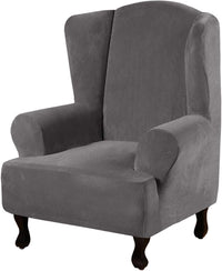 H.VERSAILTEX Velvet Wingback Chair Cover – Plush High Stretch Slipcover, 1 Piece