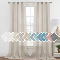 H.VERSAILTEX Linen Sheer Curtains Semi Sheer Light Filtering Window Drapes 2 Panels