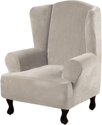 H.VERSAILTEX Velvet Wingback Chair Cover – Plush High Stretch Slipcover, 1 Piece