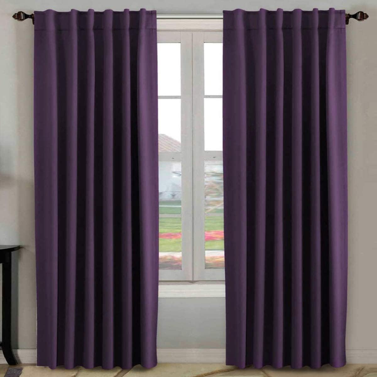 2pcs H.VERSAILTEX Blackout Curtains Thermal Insulated Window Treatment Panels Room Darkening Blackout Drapes for Living Room Back Tab/Rod Pocket Bedroom Draperies