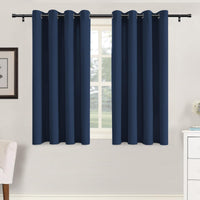 H.VERSAILTEX Grommet Natural Linen Textured Kitchen Curtains 45 inch Length, Thick Faux Linen Room Darkening Window Treatment Set for Farmhouse/Bedroom 52W x 45L,2 Panels,Heather Aqua