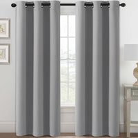 H.VERSAILTEX Stone Blue Blackout Curtains for Bedroom/Living Room 2 Panels Set - Thermal Insulated Room Darkening Grommet Top Blue Curtains