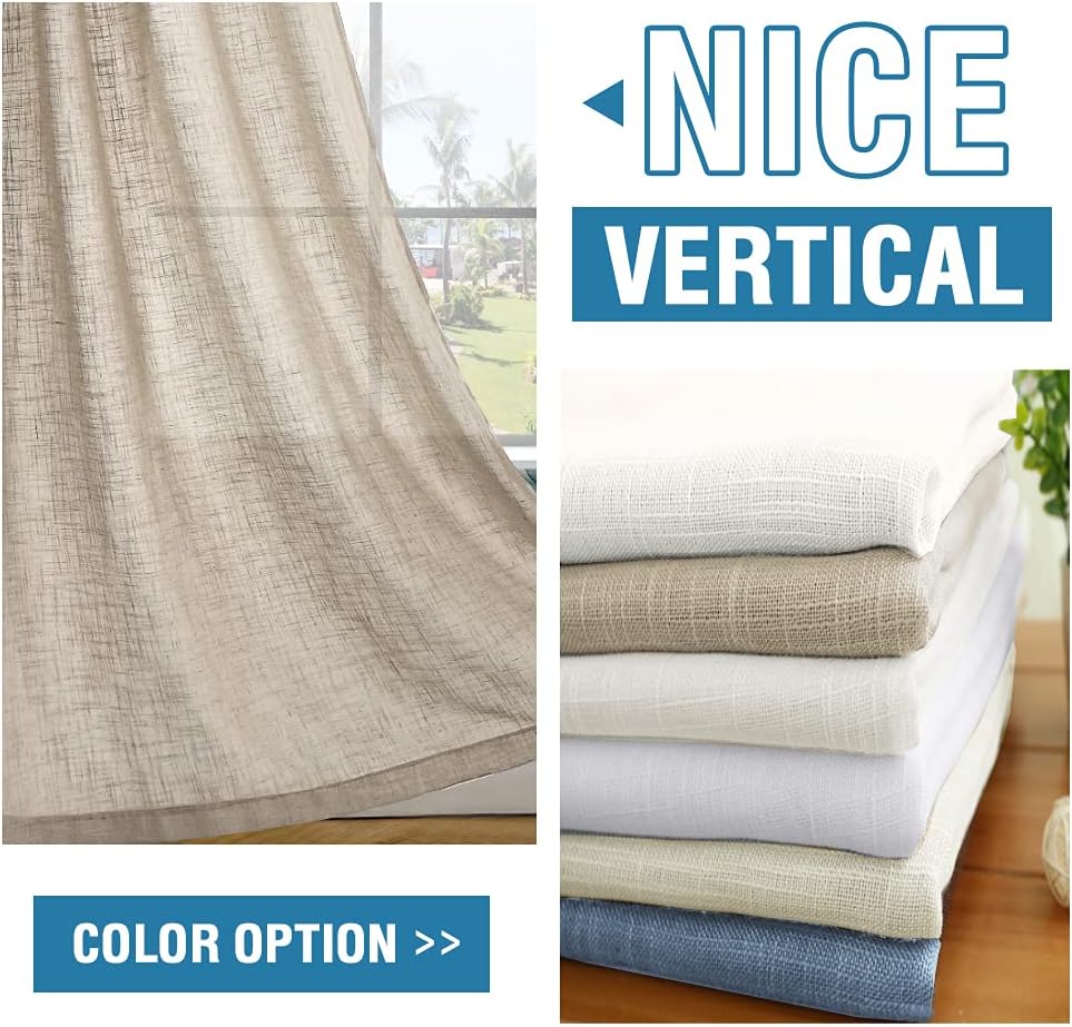 Linen Blended Curtains Natural Linen Textured Light Filtering Nickel Grommet 2 Panel Sets product feature or detail image