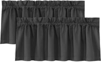 H.VERSAILTEX 100% Blackout Valances for Windows,Kitchen Window Valances Short Grey Window Valance Curtains for Living Room/Bedroom/Bathroom Privacy Decorative Rod Pocket,2 Pack, 52" x 18", Dove Gray