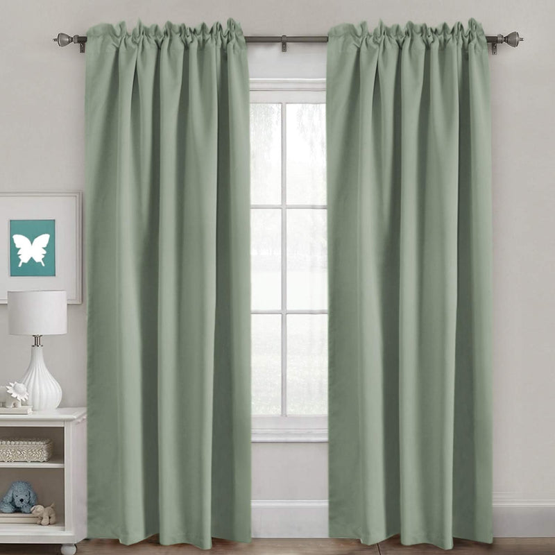 2pcs H.VERSAILTEX Blackout Curtains Thermal Insulated Window Treatment Panels Room Darkening Blackout Drapes for Living Room Back Tab/Rod Pocket Bedroom Draperies