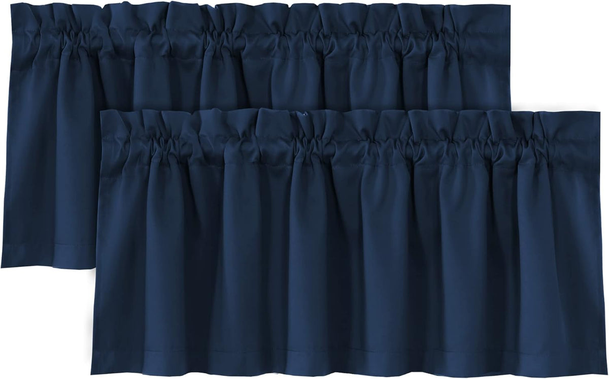 H.VERSAILTEX 100% Blackout Valances for Windows,Kitchen Window Valances Short Grey Window Valance Curtains for Living Room/Bedroom/Bathroom Privacy Decorative Rod Pocket,2 Pack, 52" x 18", Dove Gray