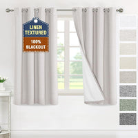 H.VERSAILTEX Elegant Full Coverage Linen 100% Blackout Drapes Heat Blocking Curtains Bedroom Curtain- Ideal for Undisturbed Sleep & Energy Efficiency, 52x84 Inch, Heather Pale Oak(Not Solid)