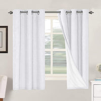 2pcs H.VERSAILTEX Blackout Linen Curtains, 100% Blackout Drapes Textured Blackout Curtains with White Thermal Insulated Liner, Grommet Top Curtains Living Room