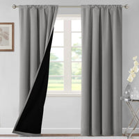 H.VERSAILTEX 100% Blackout Curtains for Bedroom Short Curtains Half Window Curtains for Kitchen, Privacy Energy Saving Curtain Tiers for Bathroom Shades, W 42 x L 36 inch, Pumice Stone, Set of 2