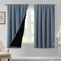 H.VERSAILTEX 100% Blackout Curtains for Bedroom Short Curtains Half Window Curtains for Kitchen, Privacy Energy Saving Curtain Tiers for Bathroom Shades, W 42 x L 36 inch, Pumice Stone, Set of 2