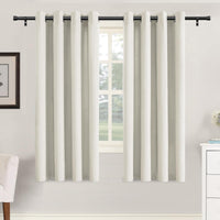 H.VERSAILTEX Grommet Natural Linen Textured Kitchen Curtains 45 inch Length, Thick Faux Linen Room Darkening Window Treatment Set for Farmhouse/Bedroom 52W x 45L,2 Panels,Heather Aqua