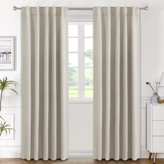 2 pcs H.VERSAILTEX Blackout Curtains Thermal Insulated Window Treatment Panels Room Darkening Blackout Drapes for Living Room Back Tab/Rod Pocket Bedroom Draperies