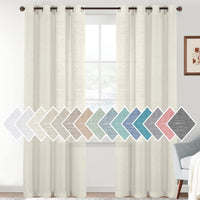 H.VERSAILTEX Linen Sheer Curtains Semi Sheer Light Filtering Window Drapes 2 Panels