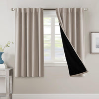 H.VERSAILTEX 100% Blackout Curtains for Bedroom with Black Liner Full Room Darkening Curtains 84 Inch Long Thermal Insulated Back Tab/Rod Pocket Window Drapes for Living Room, 2 Panels, Natural Sand