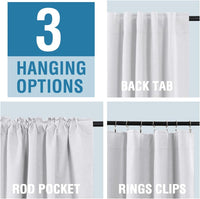 H.VERSAILTEX 100% Blackout Linen Look Curtains for Bedroom 84 inch Light Blocking Drapes with Double Face Linen Back Tab Loop Pocket Textured Burlap Curtains for Living Room 2 Panels, Heather White